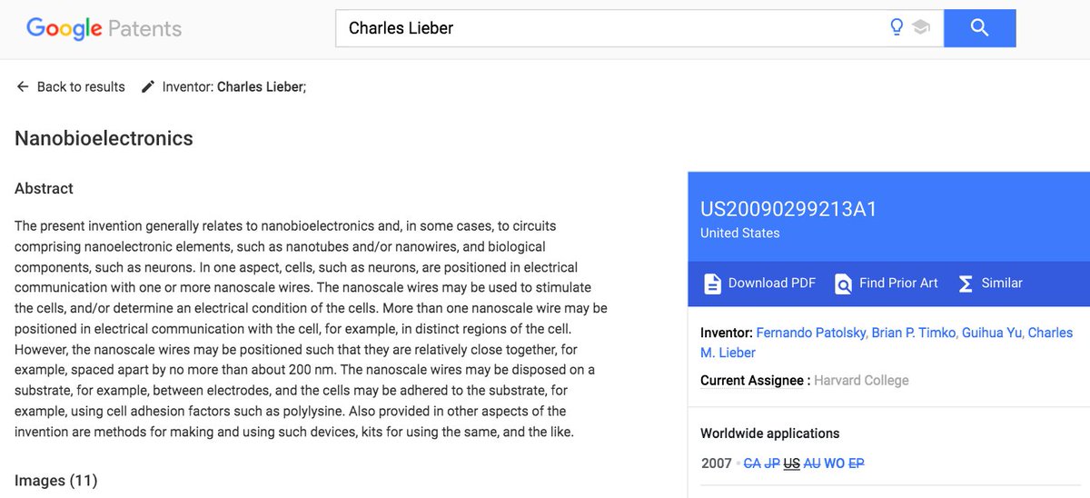  #Nanobioelectronics #CharlesLieber - 2007 A.D. https://patents.google.com/patent/US20090299213A1/en