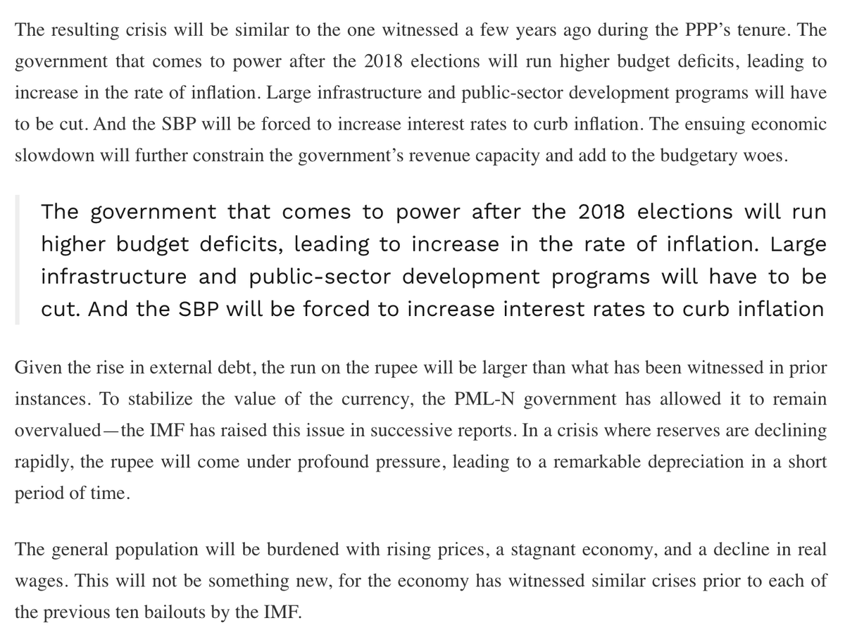 Writing in Oct '16 for  @TFT_, I articulated how Pak was facing another crisis due to Dar's flawed policies. Yes, the PTI hasn't set a high bar in managing the economy. But lets be honest: Dar and his policies brought Pakistan to the brink of default!  https://www.thefridaytimes.com/fall-sick-with-the-healing/