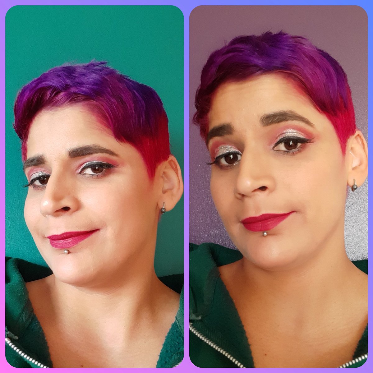 GoodnessGraces_'s tweet photo. Tried another look today 🤣 Cherry colours with a load of glitter 🤣 I still kept my pink lip to match the hair 😝 Wearing a few cluster lashes on the ends here. Isn't it amazing how your surroundings can change how make up looks?
#GoodnessGraces_ #LouthChat #NeverFiltered #MUA https://t.co/wkdXy9u0Wq