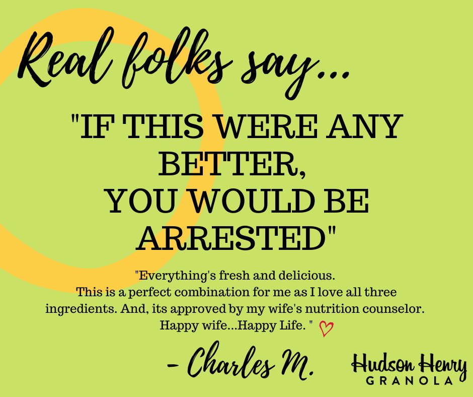 HHBakingCo's tweet photo. Charles had this to say about our Pistachios, Almonds &amp; Coconut granola. Thank you Charles!  And a shout out to your wife!  We are baking with a small team and shipping throughout the US.  Be well and safe!  #snacks #foodie #smallbatch #smallbusiness #granola #hudsonhenrygranola https://t.co/RBUH6UOIA6