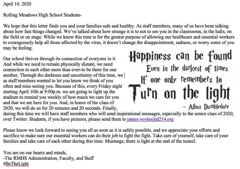 Students...check this out.     Intro Video:  youtu.be/796P-zEBePk  Special video:  youtu.be/RAuee_Wveiw #BeTheLight #RMHSquarantine