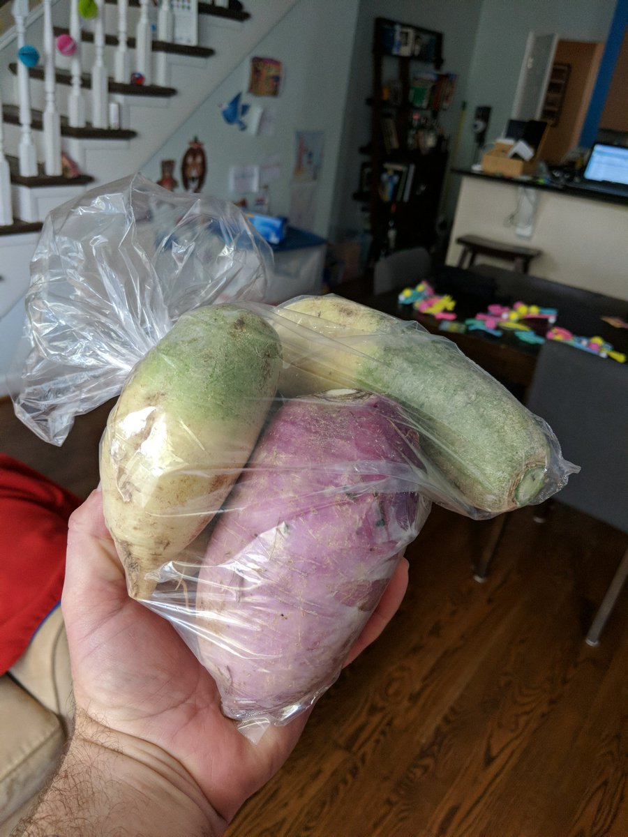 wallace419's tweet photo. @RedHenDC thanks for the CSA box today. At the risk of sounding like a cooking amateur, what are these and how do you make them delicious?? https://t.co/ozbrRVU8IP