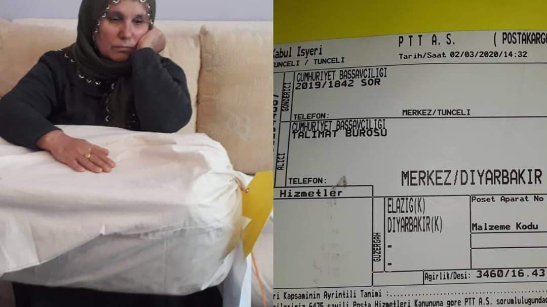 Tunceli'de askerlerle girdiği çatışmada öldürülen PKK üyesi terörist oç Agit İpek'in cenazesi Diyarbakır'daki ailesine PTT kargo ile gönderildi.