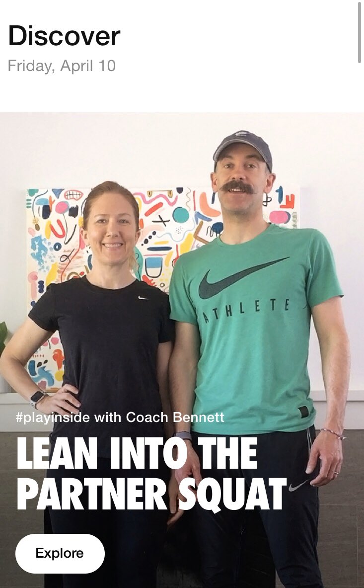 Coach Bennett on Twitter: "Check out the latest #playinside exercise in the @nike app here - https://t.co/TgxEMLK72p Partner squats with Coach Bennett the Greater (tammie) &amp; Coach the Lesser (thats's me).