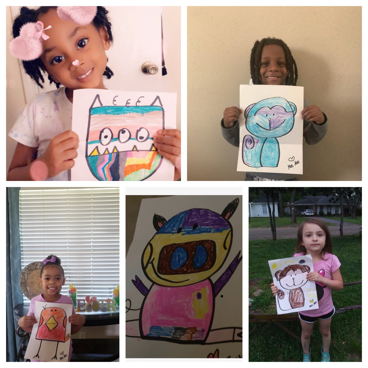 ales_dawn's tweet photo. Sent some drawing to my kiddos earlier this week via snail mail. They are coloring them and sending me pics back. Highlight of my week!!💗#TweetDCS_HLES #TeamDCS #kindergartenrocks https://t.co/xbSWhdMcNL