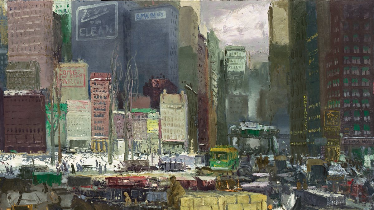 Though the viewpoint is ostensibly the intersection of Broadway and 23rd Street looking uptown toward Madison Square, Bellows did not intend to represent a specific place in the city.