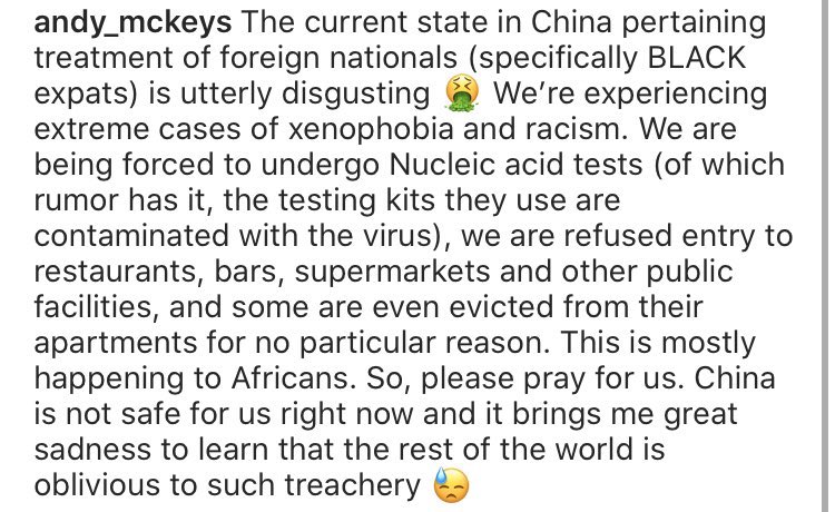 Africans are not specifically targeted for  #COVID19 testing. This applies to all people in certain lockdown areas. As for rumors that those test actually contain  #coronavirus meant to infect, I will leave that for you to judge