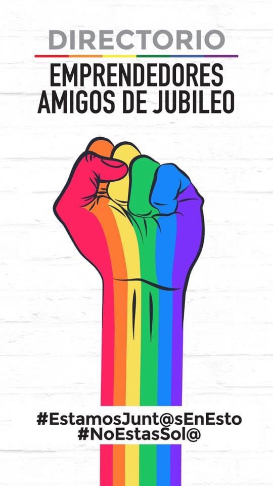 Te presentamos nuestra iniciativa: ‘DIRECTORIO EMPRENDEDORES AMIGOS DE JUBILEO’ 
Si tienes un negocio o servicio que ofrezcas, envianos  la información y la compartiremos en nuestros canales de comunicación creando un directorio interactivo de servicios de y para la comunidad🏳️‍🌈