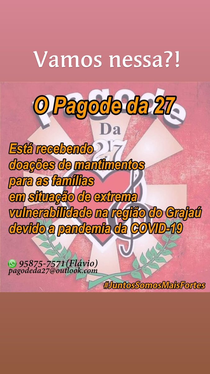 Pagodeda27's tweet photo. Olhem que notícia boa, hoje entregamos 41 kits ou seja 41 famílias que terão um respiro pra os próximos dias. Foram entregue para as famílias entorno do Pagode da 27. Agradecemos a todos que colaboraram, e a campanha continua. 

#Solidariedade
#CoronaVirusBrazil #Pagodeda27 https://t.co/LmB5w0s7B1