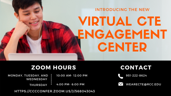 WeareCTEatRCC's tweet photo. Attention CTE students, join us on Monday, April 13 at 10:00 am for our first virtual CTE Engagement Center office hours. Until then, have a safe and healthy Easter. https://t.co/zd3qqnxgnX