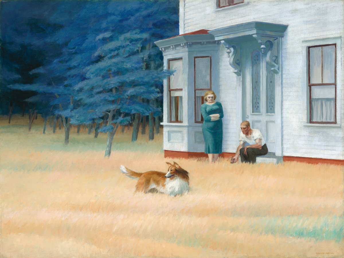 We can’t make out what lies beyond the forest, in the shadows. Hopper provides more questions than answers, both in this painting and in our final work, “Ground Swell.”
