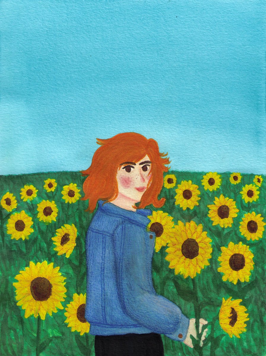 BlaunaArtworks's tweet photo. Sofia on a sunflower sea🌻

Pese al #ApagonCultural llevaba días haciendo este dibujo y tenía muchas ganas de subirlo. 

Sin arte ni cultura ésta cuarentena sería una tortura 

#sunflower #watercolor #pencilcolor #flowers #balcon2020 #ginger #rebel #rebelheart #freakless #freedom https://t.co/FZzWuJTyno
