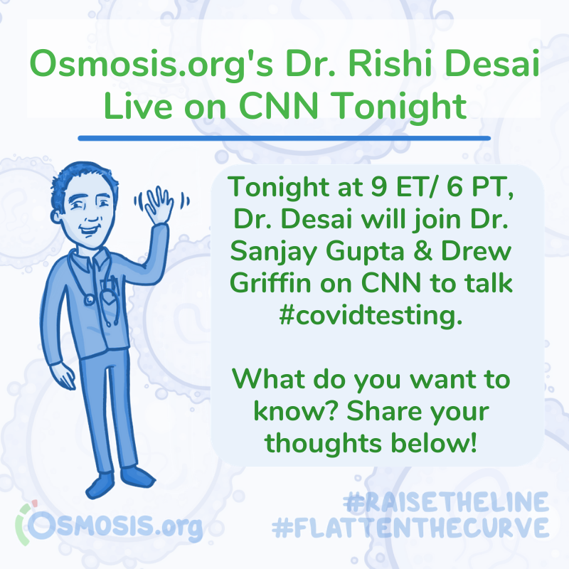 OsmosisMed's tweet image. Everyone's talking #CovidTesting, but what do we actually need to know? If you're asking this like so many others around the globe, you don't want to miss tonight's segment on @CNN with @rishidesaimd @drsanjaygupta @DrewGriffinCNN!  

#COVID19 #RaisetheLine #FlattenTheCurve