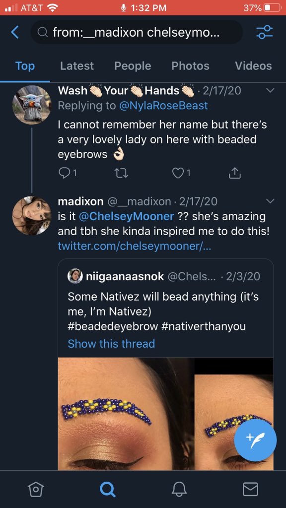 The gag is she wasnt inspired by her at all, she credited  @ChelseyMooner who beaded her eyebrow. This was very hypocritical of Madison seeing as she was also inspired by Chelsea (as seen in screenshots) so I was heavily confused when she was asking for credit in the first place.