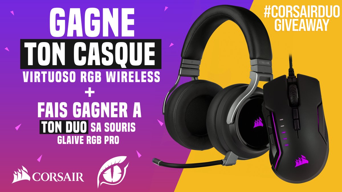 PwnZ___'s tweet photo. 🏆 #Concours 🏆

Qui est ton #CORSAIRDUO ?
A gagner : un casque Virtuoso RGB et une souris Glaive RGB PRO pour ton duo !

Pour participer :
- Like + #RT ce tweet
- Follow @ESL_PwnZ et @CORSAIRFRA 
- Tag un ami dans les commentaires en utilisant #CORSAIRDUO

TAS: 18/04 https://t.co/7gJRGzUvcx