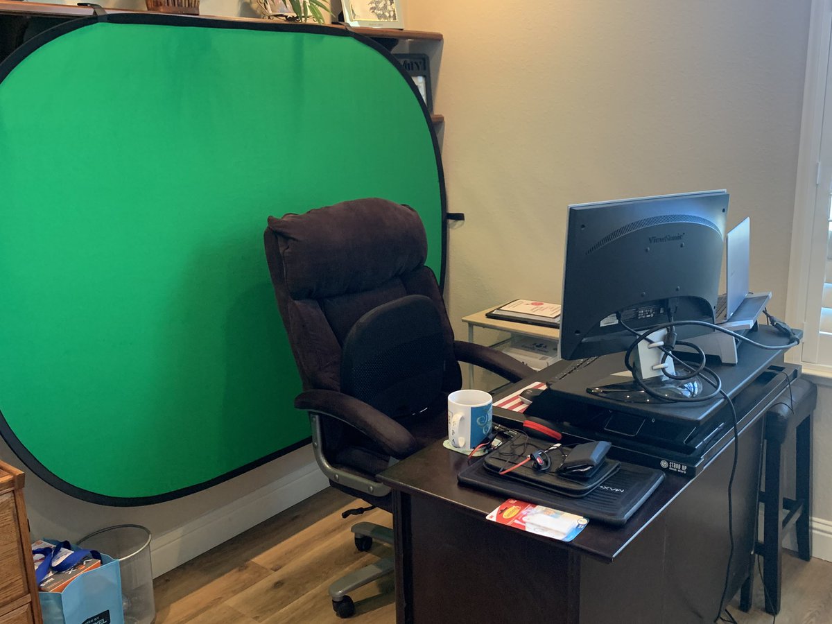 Gehrett's tweet image. My distance learning station at home ... ready for some awesome teaching for the next 8 weeks!  #ChawanakeeProud #CVCUE