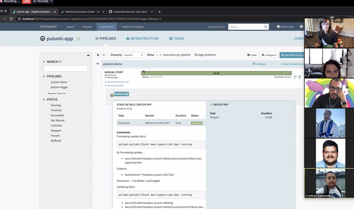 spinnakerio's tweet photo. @PulumiCorp is demoing their amazing effort to build a plugin which integrates Pulumi Infra as Code CLI functionality into Spinnaker Pipelines π₯ #SpinnakerCommunity https://t.co/N4tpMZgDFC