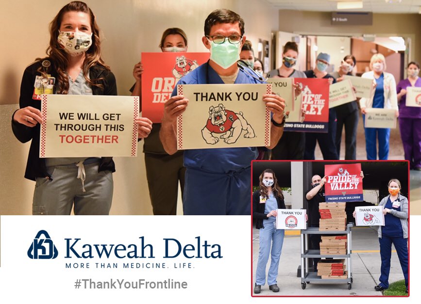 FSAthletics's tweet image. Together with our friends from Me-n-Ed's Pizza, we were honored to deliver 20 pizzas to Kaweah Delta ER workers today. Please ❤️ this post to show your appreciation for our front line workers who are helping to keep us safe!
#KaweahDelta #ThankYouFrontline