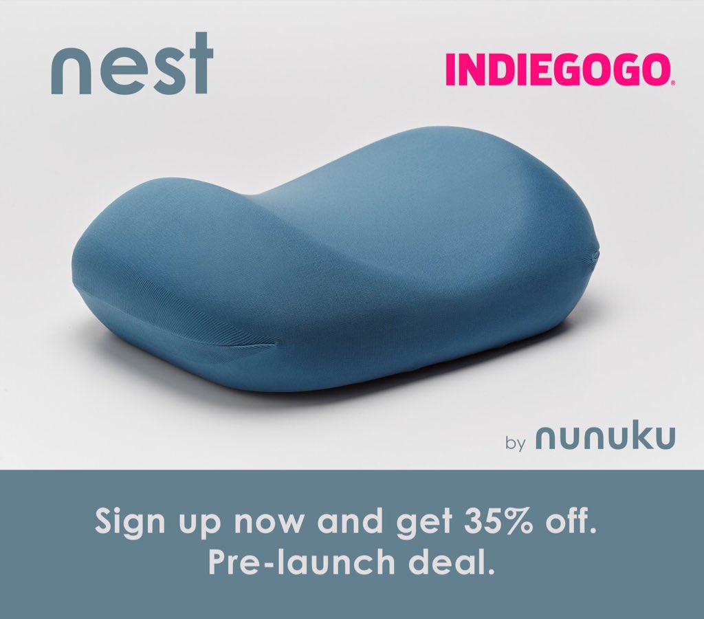 Regístrate en #Indiegogo y tendrás un 35% de descuento.
#NestPillow #cervicalpillow #antiwrinklepillow #almohadai