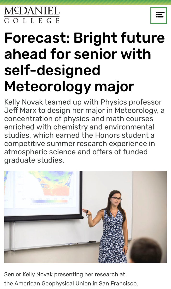 McDaniel_WLAX's tweet photo. We are so proud of everything Kelly has accomplished in her self-design Meteorology major! Putting the student in student-athlete 👊Click the link to read more about her experiences!!
https://t.co/ClUUj5m7XP https://t.co/fhdr3zpcPK