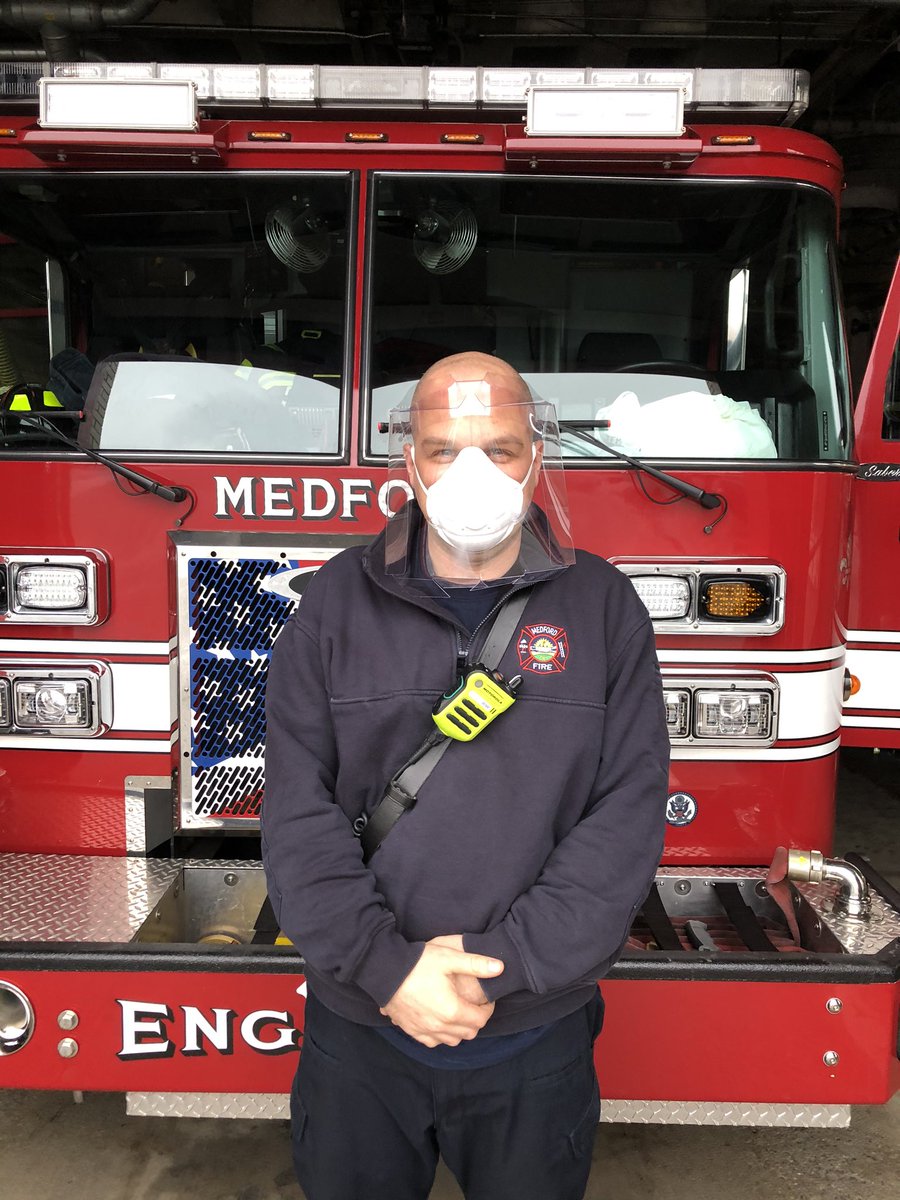 MedfordMAFire's tweet photo. Thank you MIT!
Today Medford firefighters took delivery of hundreds of face shields produced by MIT. The shields are an added level of protection during medical responses. #MITshield https://t.co/6k2EF2rChi
