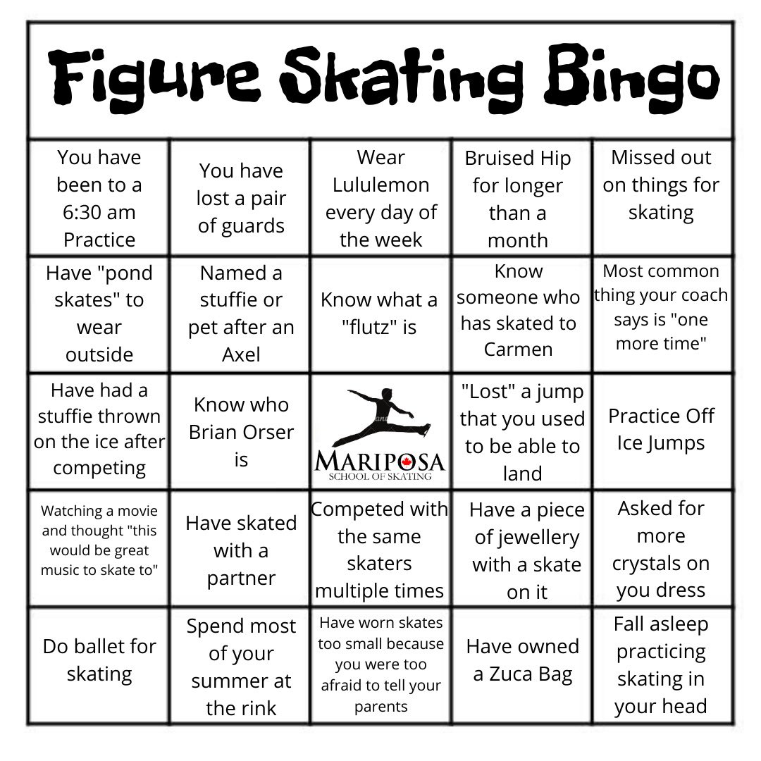 Skate Mariposa on Twitter "Play our Figure Skating Bingo! Feel free to