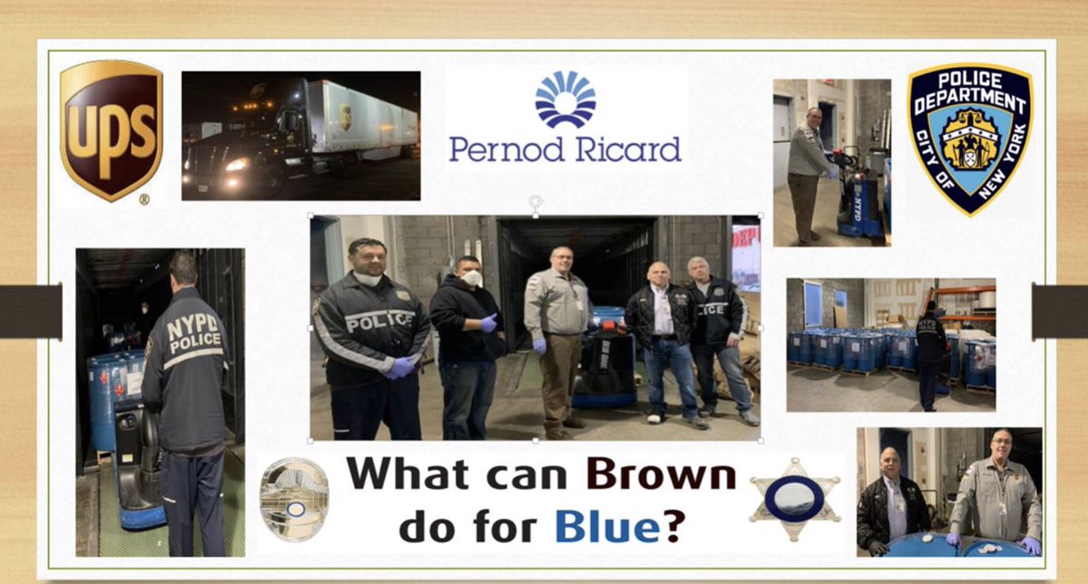 AxManBxNY's tweet photo. In partnership w/ Pernod Ricard we completed another direct shipment delivering now over 100 drums containing critically needed sanitizer for NY’s finest. Thank you NYPD and all of our first responders! We are honored to be in a position to help save lives!#WhatcanBrowndoforBlue! https://t.co/mjJqBHeWko