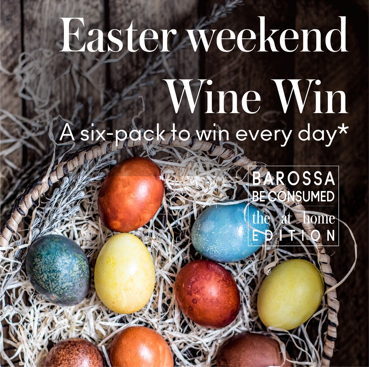 Your direct support to our community in our time of need has caused smiles and happy dances to break out across Barossa.

This Easter weekend we'd like to do the same for you.

Every day we're giving away a six-pack of Barossa wine to you, our friends.

soo.nr/EH3e