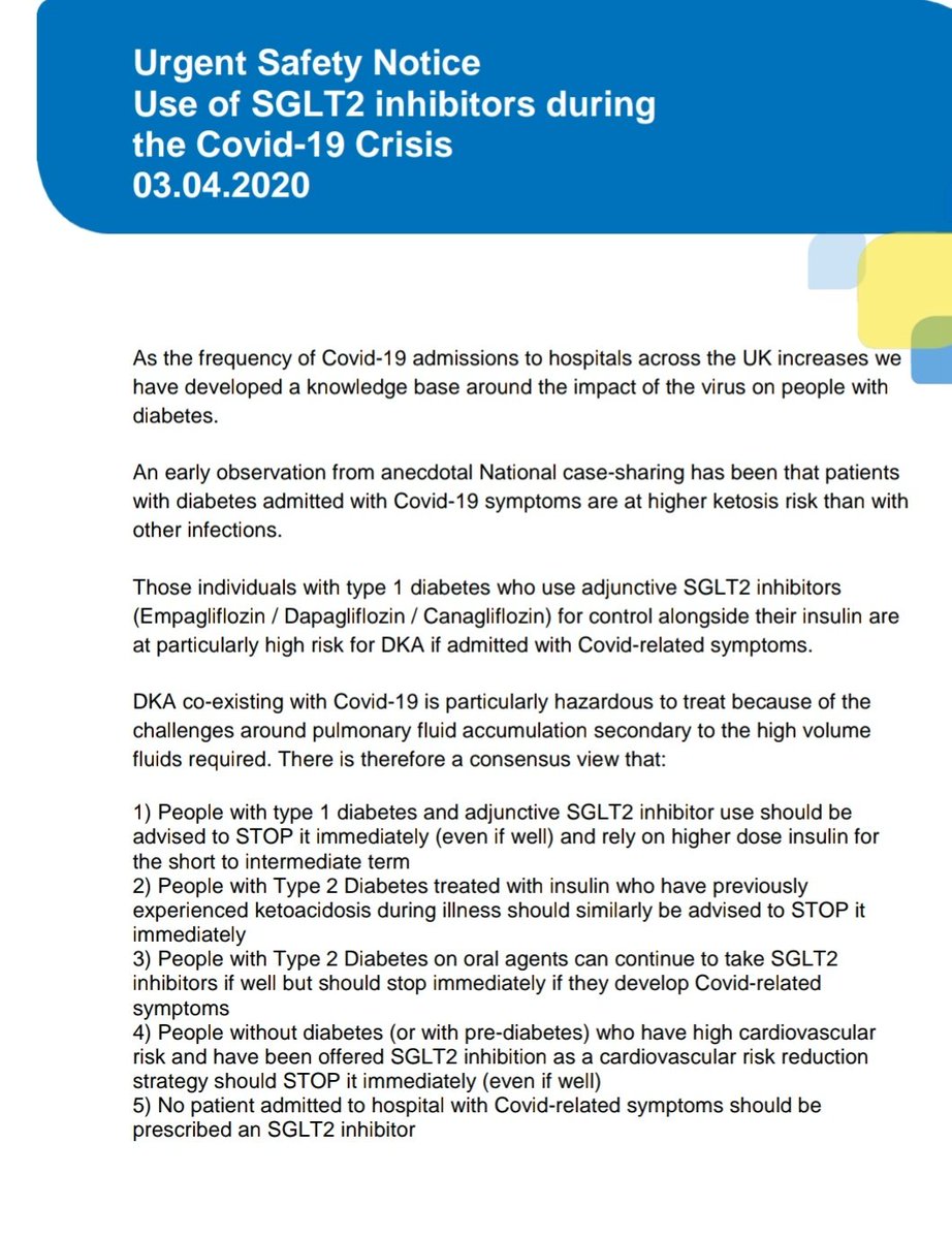 Importante. Si eres diabético y estás tomando invokana, jardianz o forxiga. Platica con tu médico ya que su uso puede ser un factor de riesgo para #COVID2019