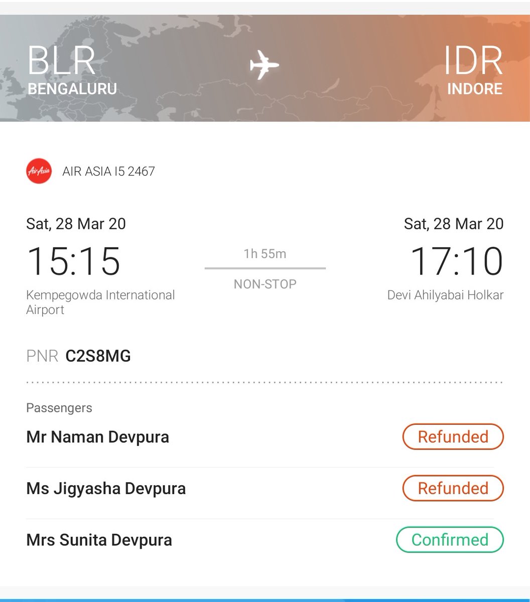 BaniaBudhi's tweet photo. @AirAsiaSupport Hi, I'm looking for refund of PNR - C2S8MG. I've already filled the google form circulated by you. There are 3 passengers in this ticket but the refund was processed just for 2 passengers. Please process the refund for 3rd passenger (Mrs. Sunita Devpura) also. https://t.co/FOItAMtQXd
