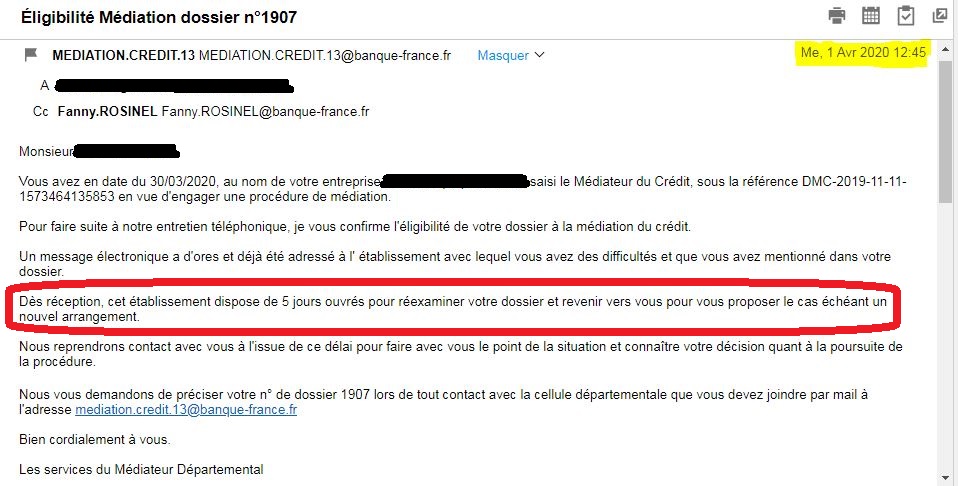 nonolemal83's tweet photo. Le @CreditMutuel continue d'afficher son mépris à l'égard des #TPE et #PME. Aucune nouvelle depuis cette injonction du @mediateurcredit .
@EmmanuelMacron , @BrunoLeMaire , les #promesses du #COVID19 c'est bien . Les #actes c'est mieux #QuoiQuilEnCoute pour éviter des #faillites . https://t.co/hcbKKfRCP1