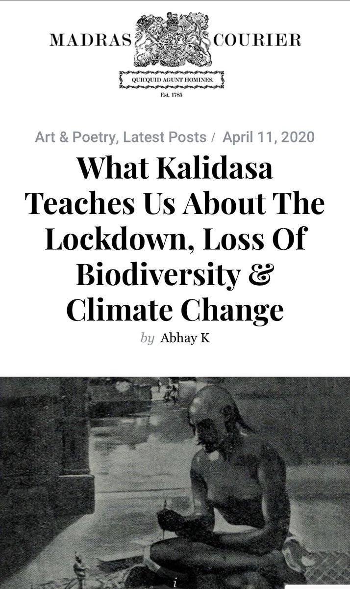What  #Kalidasa Teaches Us About The  #Lockdown, Loss of  #Biodiversity and  #ClimateChange  https://madrascourier.com/art-and-poetry/what-kalidasa-teaches-us-about-the-lockdown-loss-of-biodiversity-climate-change/