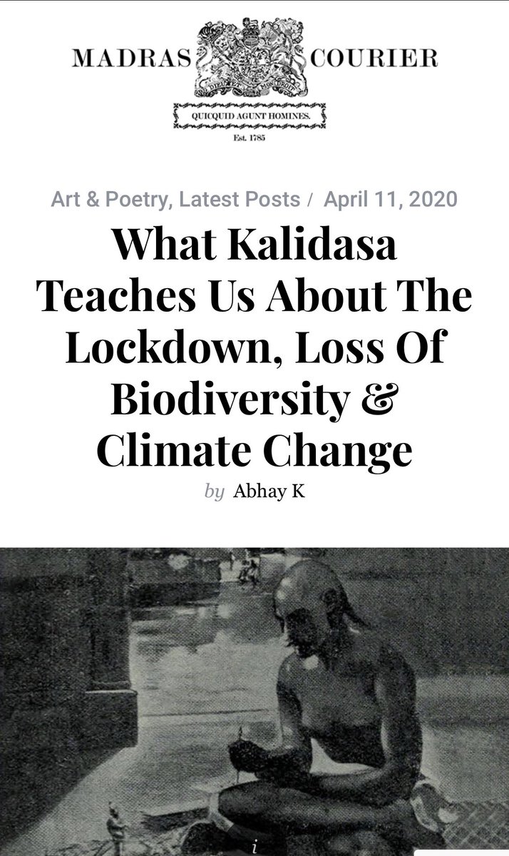 What   #Kalidasa Teaches Us About The   #Lockdown, Loss of   #Biodiversity and   #ClimateChange  https://madrascourier.com/art-and-p...