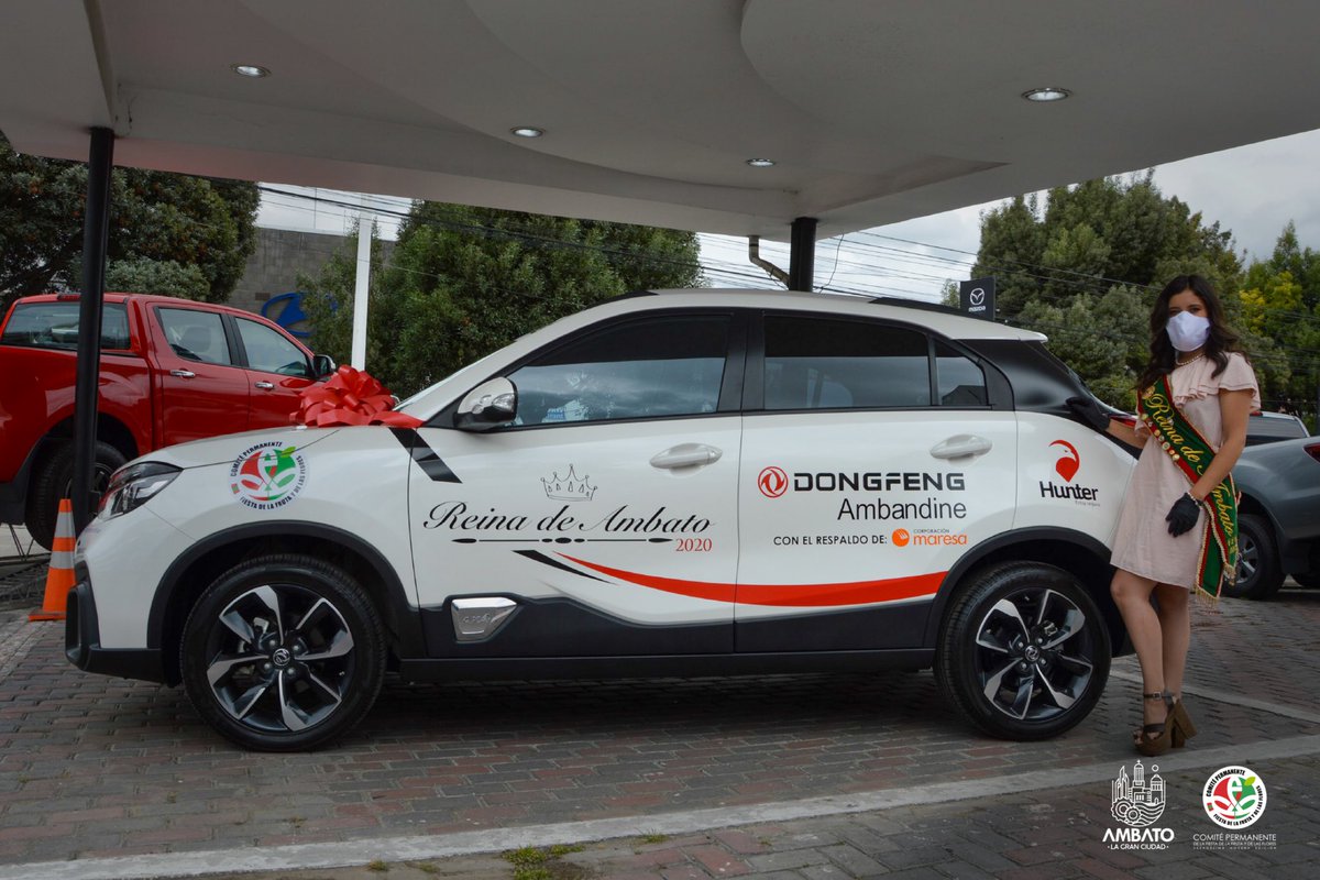 ambatofff's tweet photo. En las oficinas de Ambandine S.A. se realizó la entrega del auto de la marca Dongfeng Ecuador que esta empresa obsequia a la ganadora del certamen 
Laura Palacios Reina de Ambato 2020.
#Ambato #QuedateEnCasa https://t.co/W859YuHWHs
