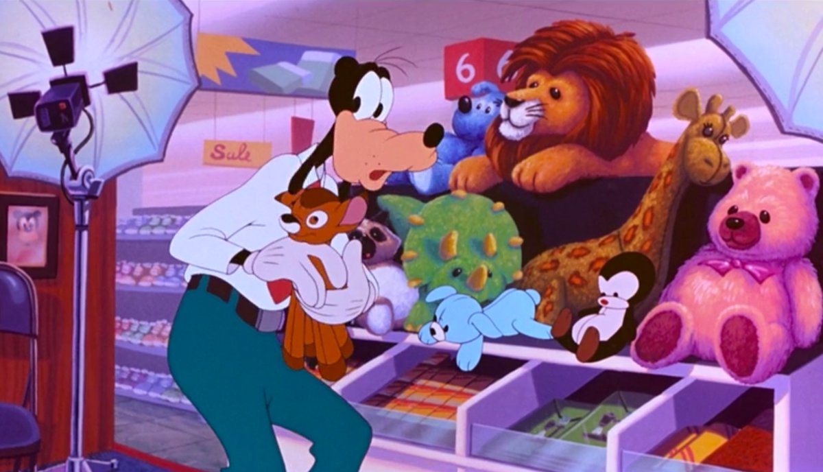 Mickey isn’t the only familiar face hidden in this movie—Among the stuffed animals are plushes that resemble Simba and Bambi!  #D23GoofyMovie