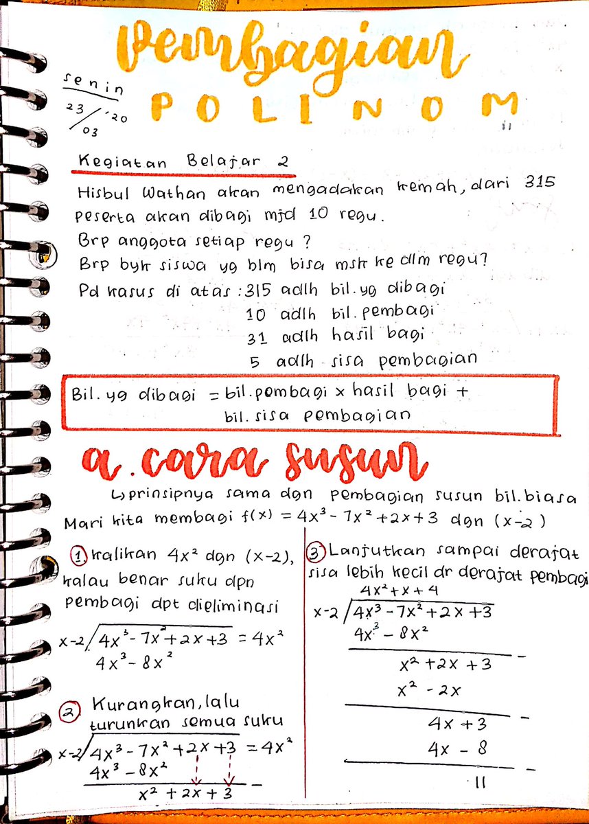 sha_logis's tweet photo. 🌈📖 Pembagian Polinomial dan Teorema Sisa 📖🌈 https://t.co/EI7XrKLtYV