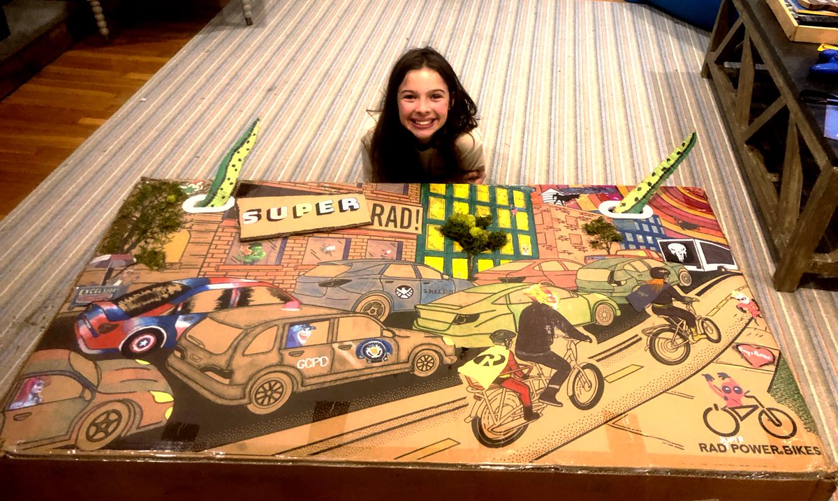 thejohnparris's tweet image. This little artist loves the Rad Mini we just got from @RadPowerBikes &amp;amp; had so much fun with their #RadColoringContest. Look closely - there are over 20 superheroes and superhero related easter eggs in here. Excelsior!