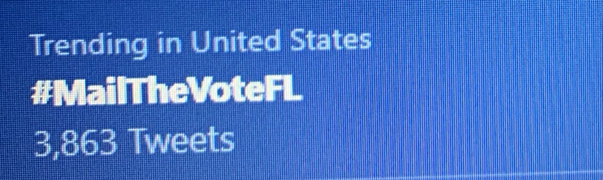 FlaDems's tweet photo. BREAKING: We officially cancelled out the noise! 

We sent out more #MailTheVoteFL tweets than there were about Trump’s press conference today. 

The truth always wins 📫🗳👊
#FlaPol https://t.co/UctbL8LEQR