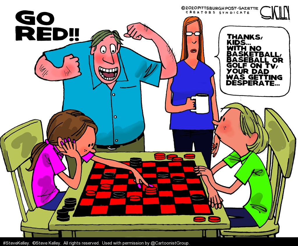 cartoonistgroup's tweet photo. A #Quarantoon
By #SteveKelley RT @editorial_toons
#sportswithdrawal
#Quarantine #StayHome #SocialDistancing #COVID19 #FlattenTheCurve https://t.co/opArbGjVgD
