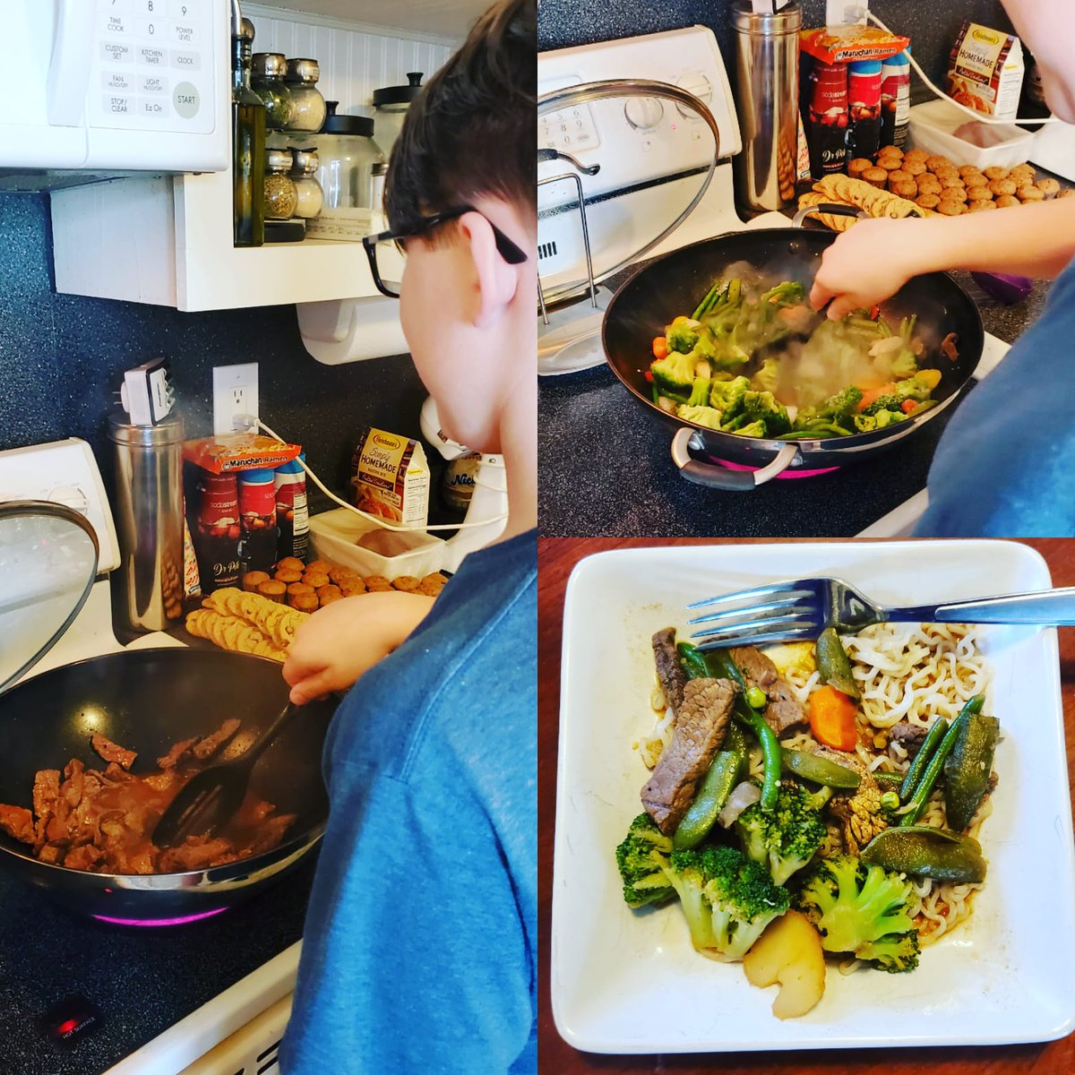 Alex made Beef Stir-fry tonight for his Culinary class. 
#FunFoodFriday
#NRCSTogether #NRCSVirtualSpiritWeek @NRCSRangers