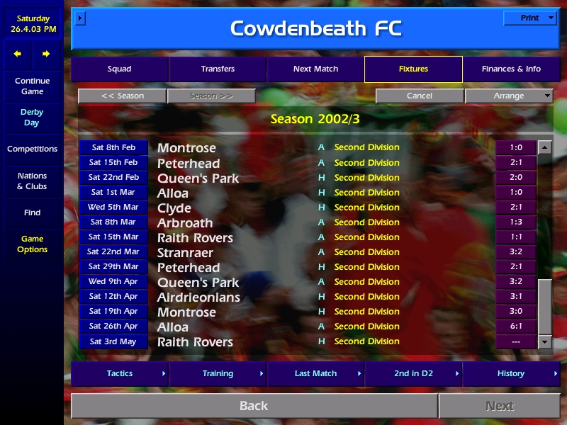 Season 2 - Several victories including brave comeback and big away win to steal the 2nd place ! What a crazy night ! I'll record the last match tonight and you'll se the result tomorrow. Besides, this match is being played on my birthday   #CM0102  #DerbyDay