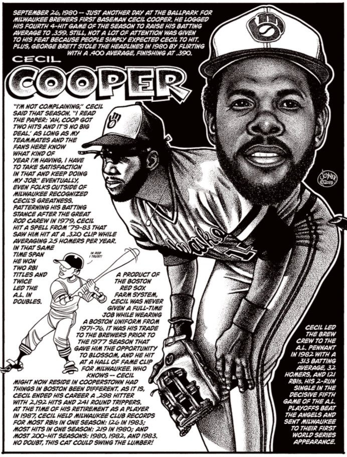 CECIL COOPERBorn: 12/20/49 - Brenham, TXDrafted out of Brenham HS in 6th round by BOS (1968)*Traded to MIL in 1976 for two former  #RedSox (Scott, Carbo) #Brewers 1977-87.302 / .339 / .470.809 OPS201 HR944 RBI77 SBKnown as The Rodney Dangerfield of Baseball!  #NoRespect