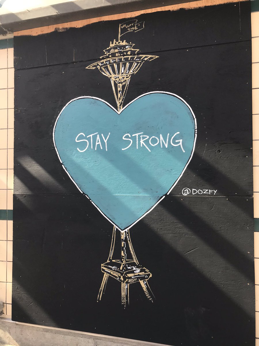 A collection of the art blooming all over the city on boarded up shopfronts. A beautiful response to the shutdown. ... #Seattle  #covidwalks  @SeattleArts