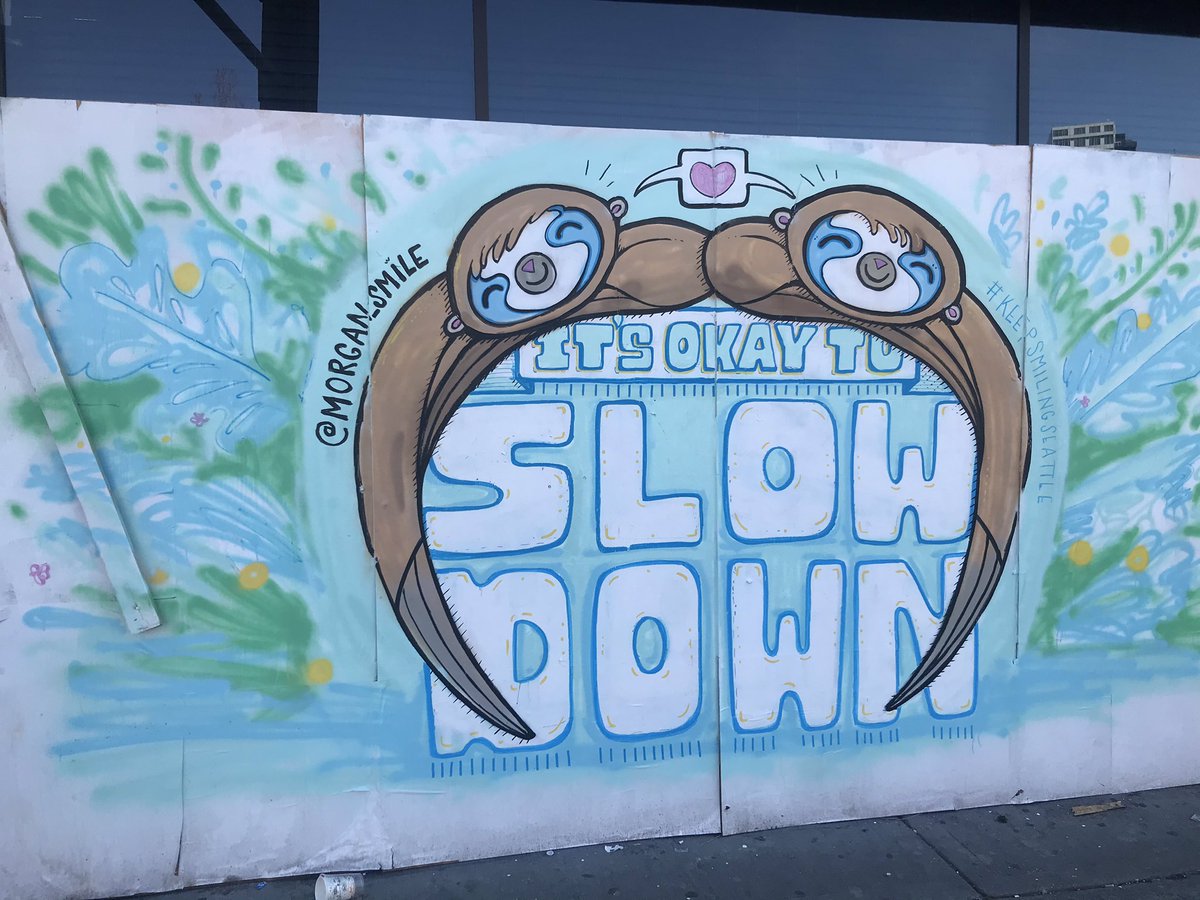 A collection of the art blooming all over the city on boarded up shopfronts. A beautiful response to the shutdown. ... #Seattle  #covidwalks  @SeattleArts