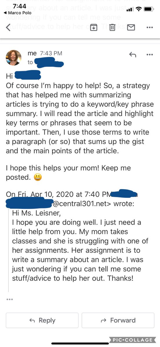 I ❤️ when my Ss reach out to ask for help, but it’s not everyday a student asks me to help her so she can help her mom who’s struggling w her own assignment! This email truly made my night! What a sweet girl! #AdultsAreStudentsToo <a href="/Central301/">Central 301</a> <a href="/301curriculum/">301curriculum</a>