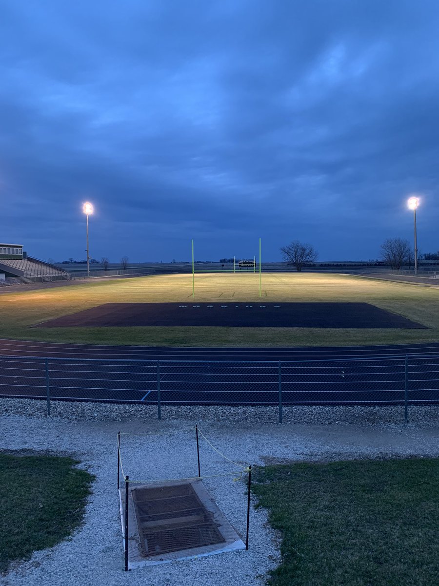 NUWarriorsFB's tweet photo. We’re proud to take part in the @IOWAHSADA #LightUpIA The lights are on tonight to honor our students! We’re leaving them on one minute for every day of school we’ve missed. We miss you and hope you’re all safe and healthy. We can’t wait to have you back! #BeAWarrior @NUWarriors https://t.co/Tq1w4bFp5n