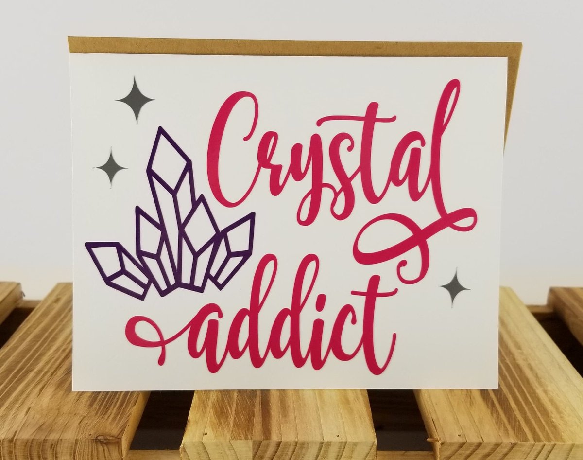 SpringSparkles2's tweet photo. Crystal Addict Card, Crystal Addict Card, Crystal Theme Card, Friend themed card  #pink #purple #blankgiftcard #handmadegiftcard #crystalthemecard #crystalgiftcard #crystaladdict #crystaladdictcard #cardstockpaper https://t.co/02HpbCboOo https://t.co/rLE9iXpUbD