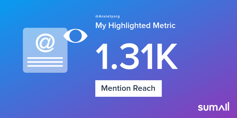 Anxietyorg's tweet photo. My week on Twitter 🎉: 8 Mentions, 1.31K Mention Reach. See yours with https://t.co/eNJTJRmnP5 https://t.co/KEwcTDf1U5