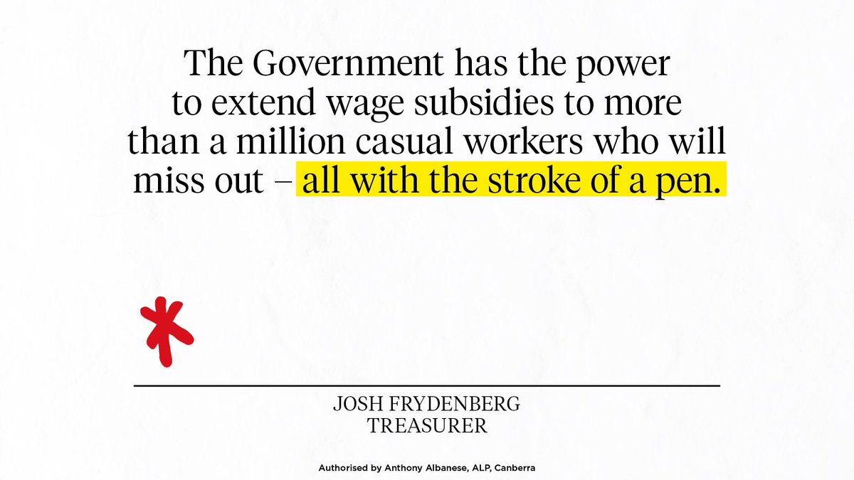 AlboMP's tweet photo. .@JoshFrydenberg could fix this today. And he should. 

More than a million casual workers are relying on the Government to get this right. https://t.co/jSJCxwkAhB