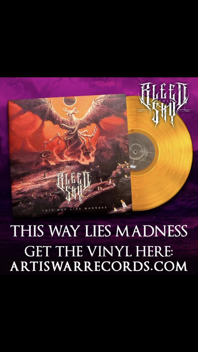 DavidCulbert11's tweet photo. BLEED THE SKY FANS! LIMITED EDITION VINYLS AVAILABLE NOW ON Art Is War Records THESE ARE SELLING FAST! ONCE THEY’RE GONE, THEY’RE GONE! #limitededition #vinyls #thiswayliesmadness #metal #sellinglikehotcakes #getchasome 🤘🤘Link here: https://t.co/8uf90n6WWS https://t.co/2YKa4aJoAX